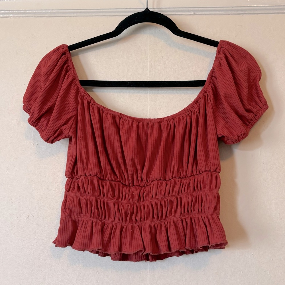 Scrunch Off-Shoulder Crop Top